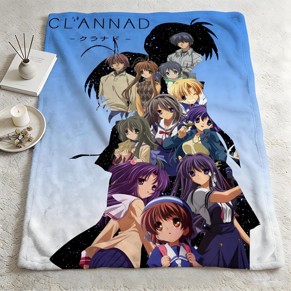 anime C-CLANNAD-D Throw Warm Soft Flannel Blanket, Multi-use for Sofa Bed Camping Travel Nap 75cmx90cm