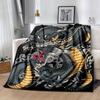 1pc Dragon Printing Lightweight Flannel Blanket, Comfortable and Warm Blanket, for Camping Sofa Bed and Couch Office, In All Seasons