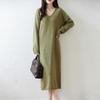 Women Sweater Dress 100% Wool TIDENOVEL V-neck Knit Long Pullover Winter Jumpers Wool Long Dress Female