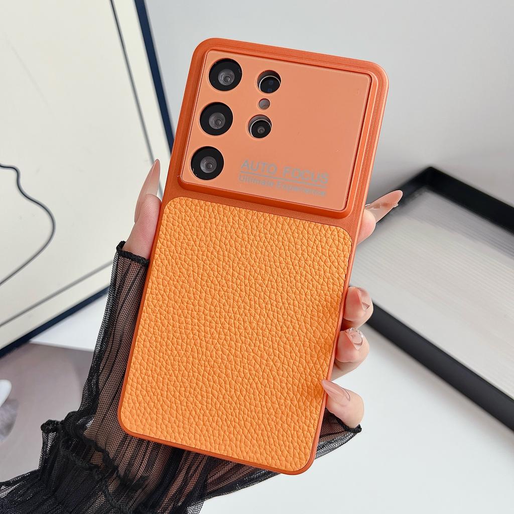 Business Classic Leather Textured Solid Color Phone Case For Samsung Galaxy S26 S25 S24 S23 Ultra Camera Protection Matte Cover