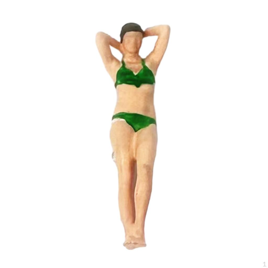1/64 Girl Figures Beach Swimsuit Woman Character Handpainted Resin Miniature Scenes for Collections