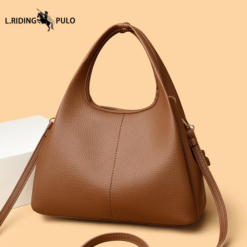Women's Soft Leather Bucket Bag, High-quality Cowhide Texture, Shoulder/crossbody Bag, Large Capacity Tote Bag