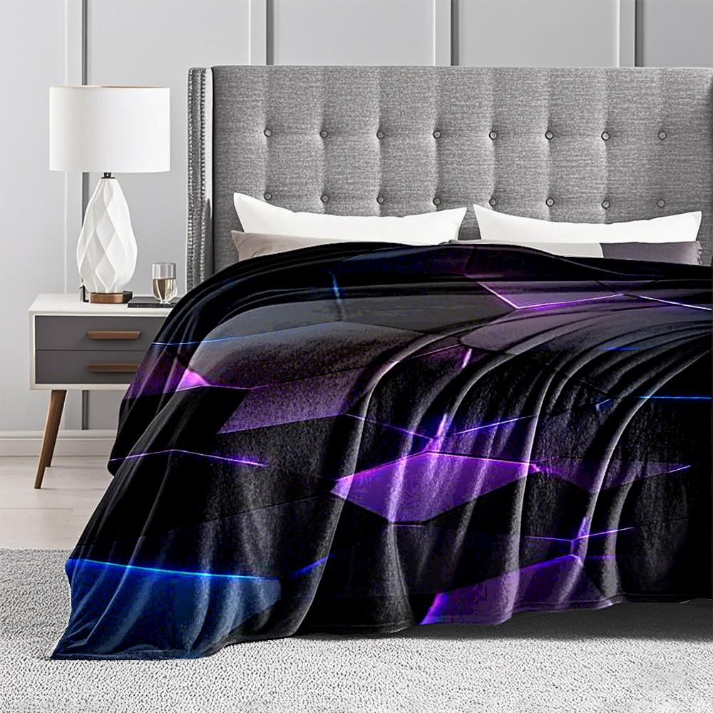 Geometric Pattern Keep warm with Neon HighlightsFlannel blanket for bedroom, living room, sofa, and nap