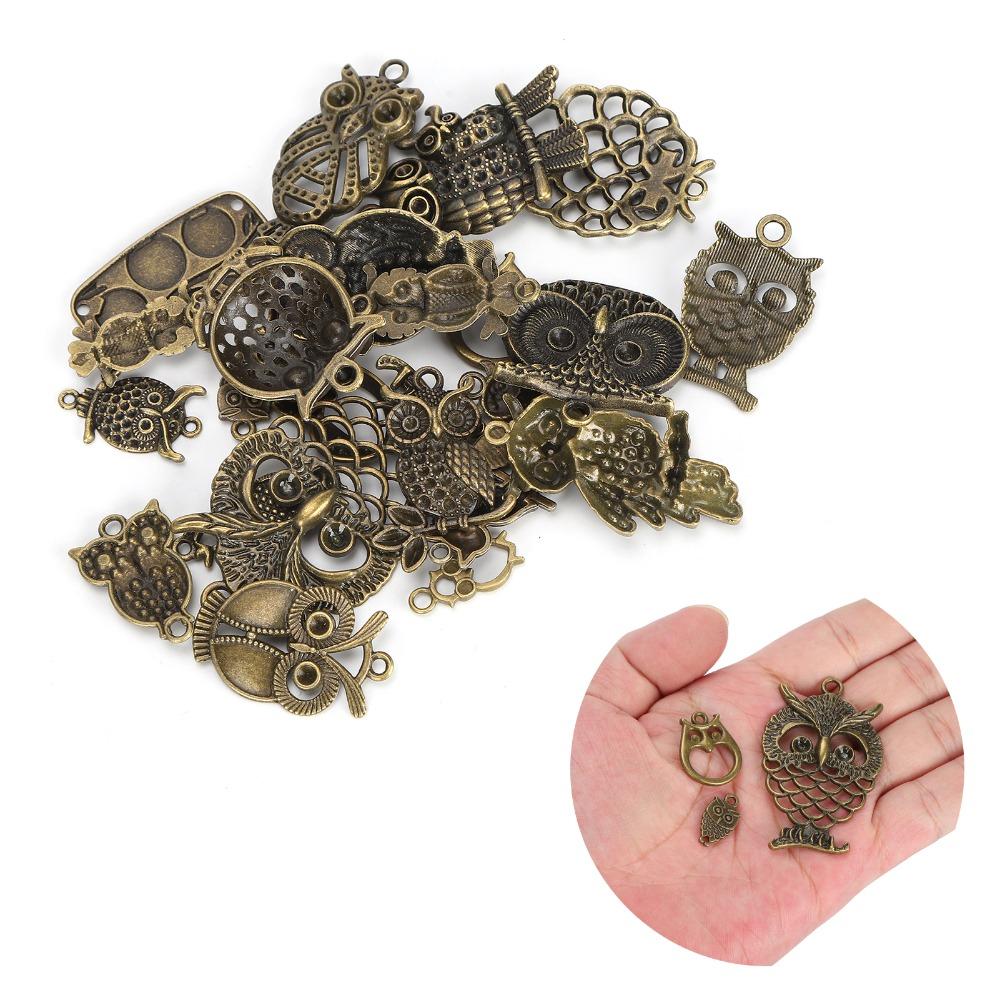 24 stuks Gemengde Modellen Uil Sieraden Accessoires Legering Vogel Bedels Dier Hangers Sieraden Maken