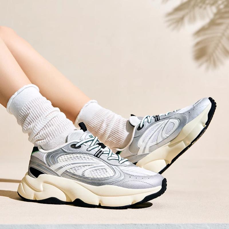 Anta Cotton Candy Retro Fashion Shock Absorbing Durable Lightweight Low Top Casual Shoes Women Sneaker Silver 122528889-4