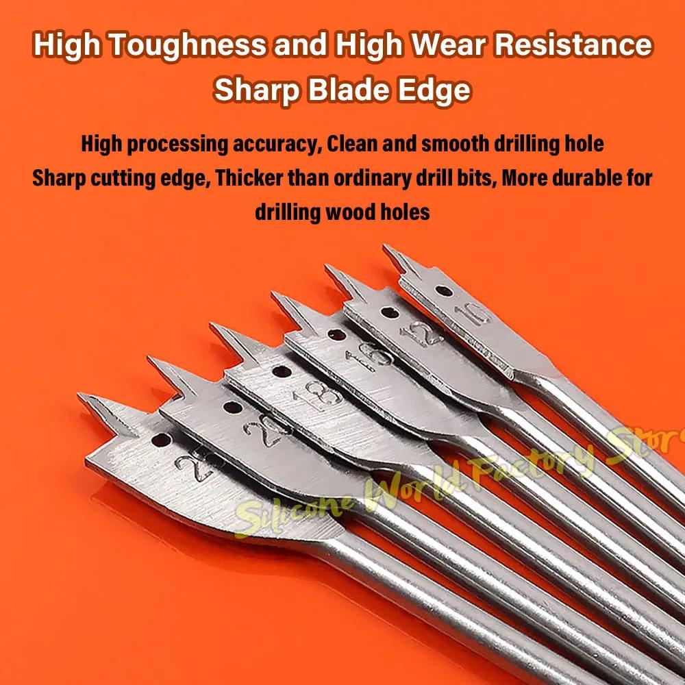 Silicone World 6PCS Three Pointed Flat Drill Hexagonal Handle Woodworking Hole Opener Wooden Board Drilling Bit Tools Set