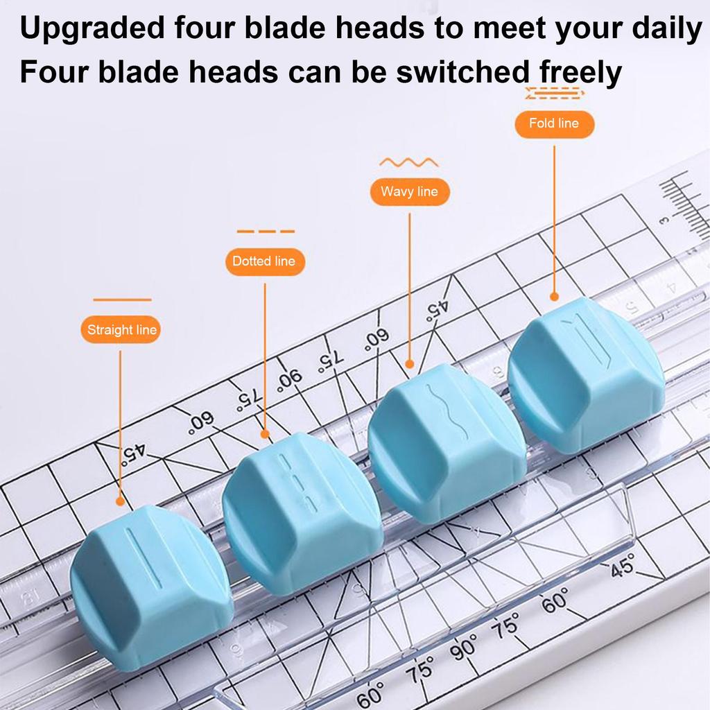 Multi-Function 4-in-1 Paper Trimmer Cutter Scrapbooking Tool with Straight Wave Perforated Creasing Blades for Craft Paper Photo