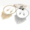 Women's Fashion Luxury Tassel Pendant Choker Necklace Hook Earrings Jewelry Set