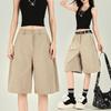 Spring and Summer New Products Drape High Waist Straight Loose Wide Leg Five-point Casual Pants Children's Five-point Pants