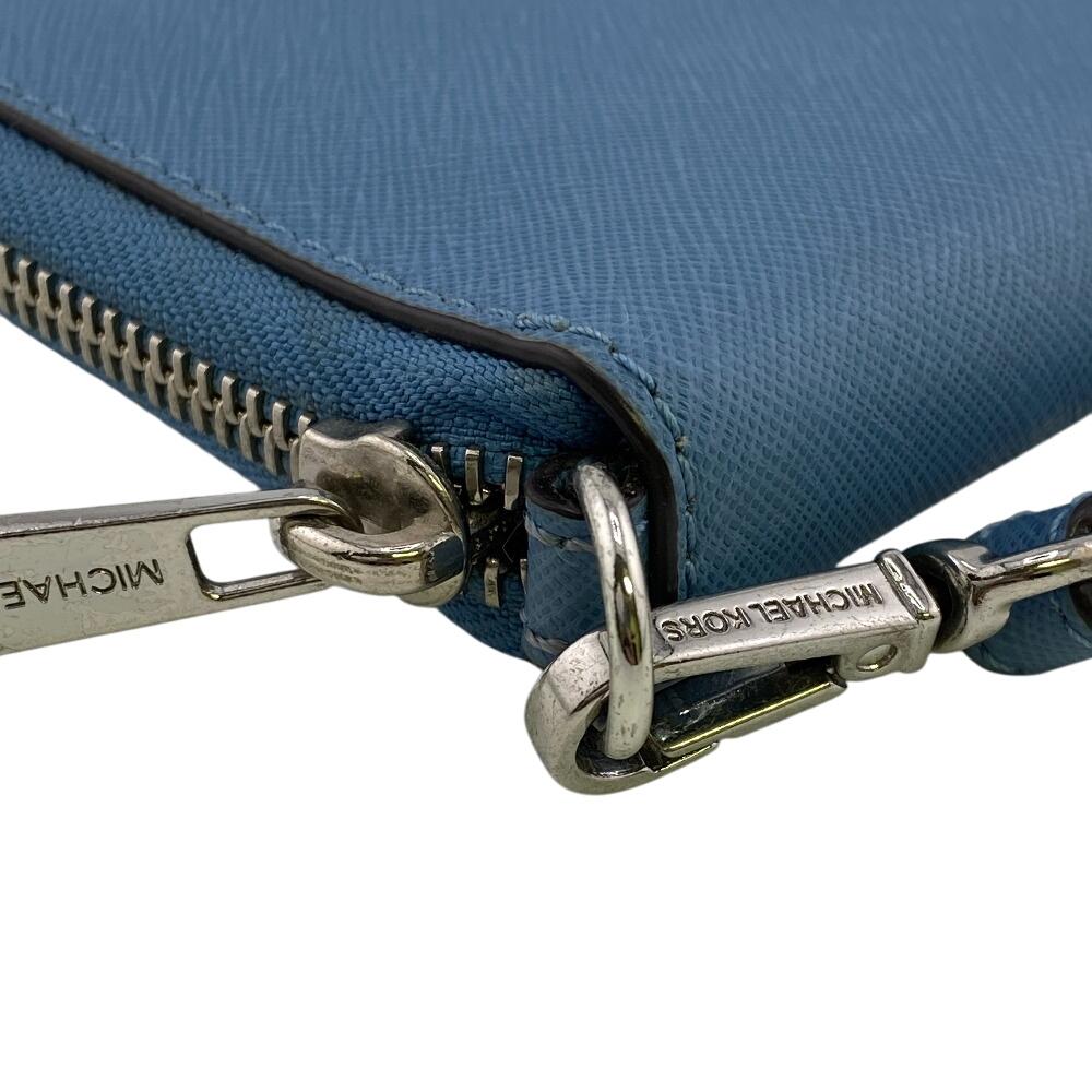 Michael Kors Zip Around Jet set leather Travel Continental Wallet Bifold Wallet blue leather Women Used