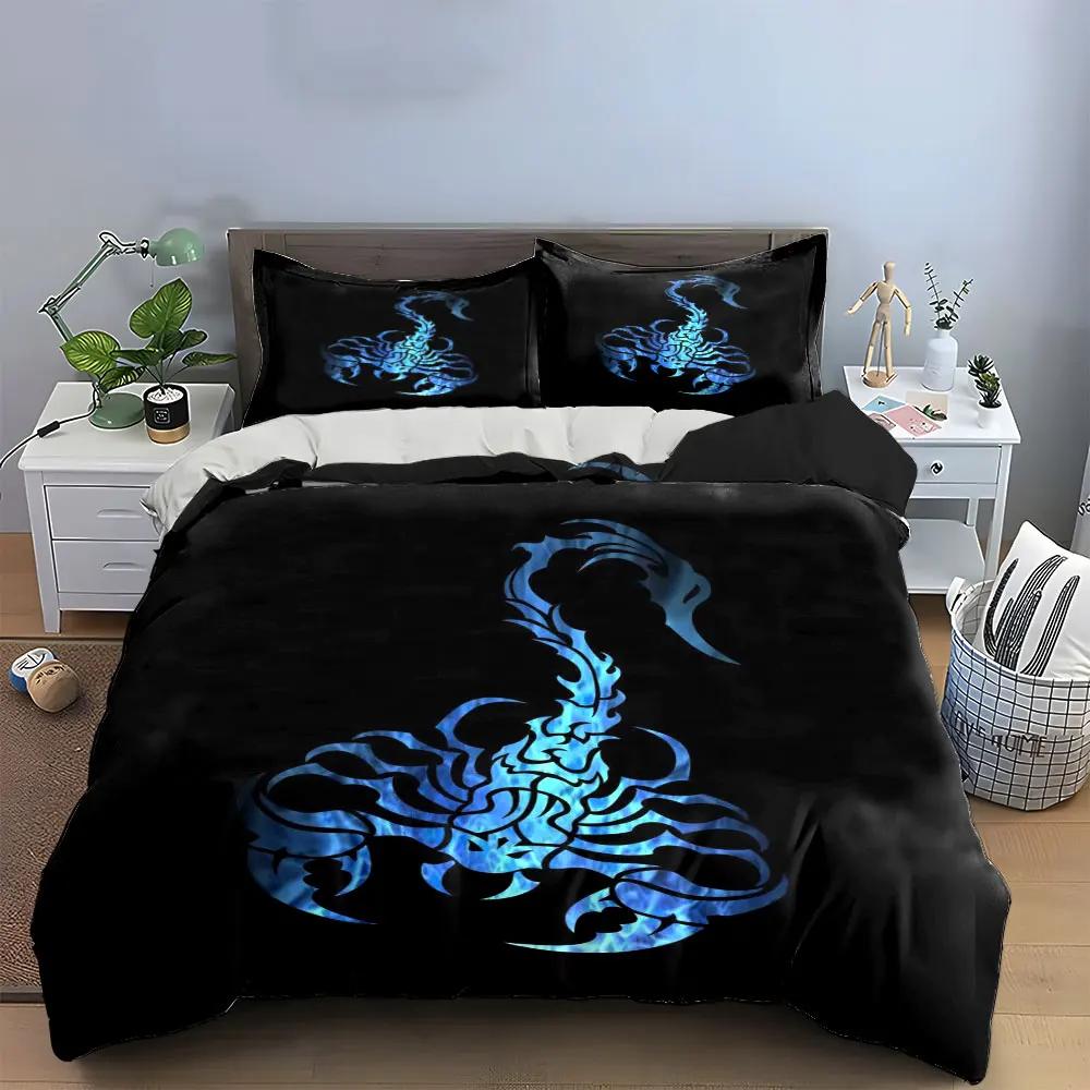 Blue Scorpion Art Set Multiple sizes kid's and adults' bedroom Exquisite 3PC bedding set gift