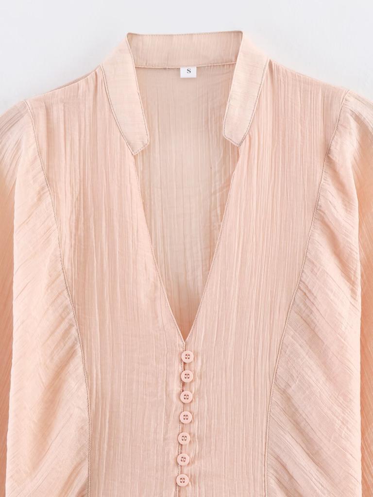 European and American Style, New Women's Clothing, Foreign Style, Fashionable, Versatile, Button-decorated Waist Shirt
