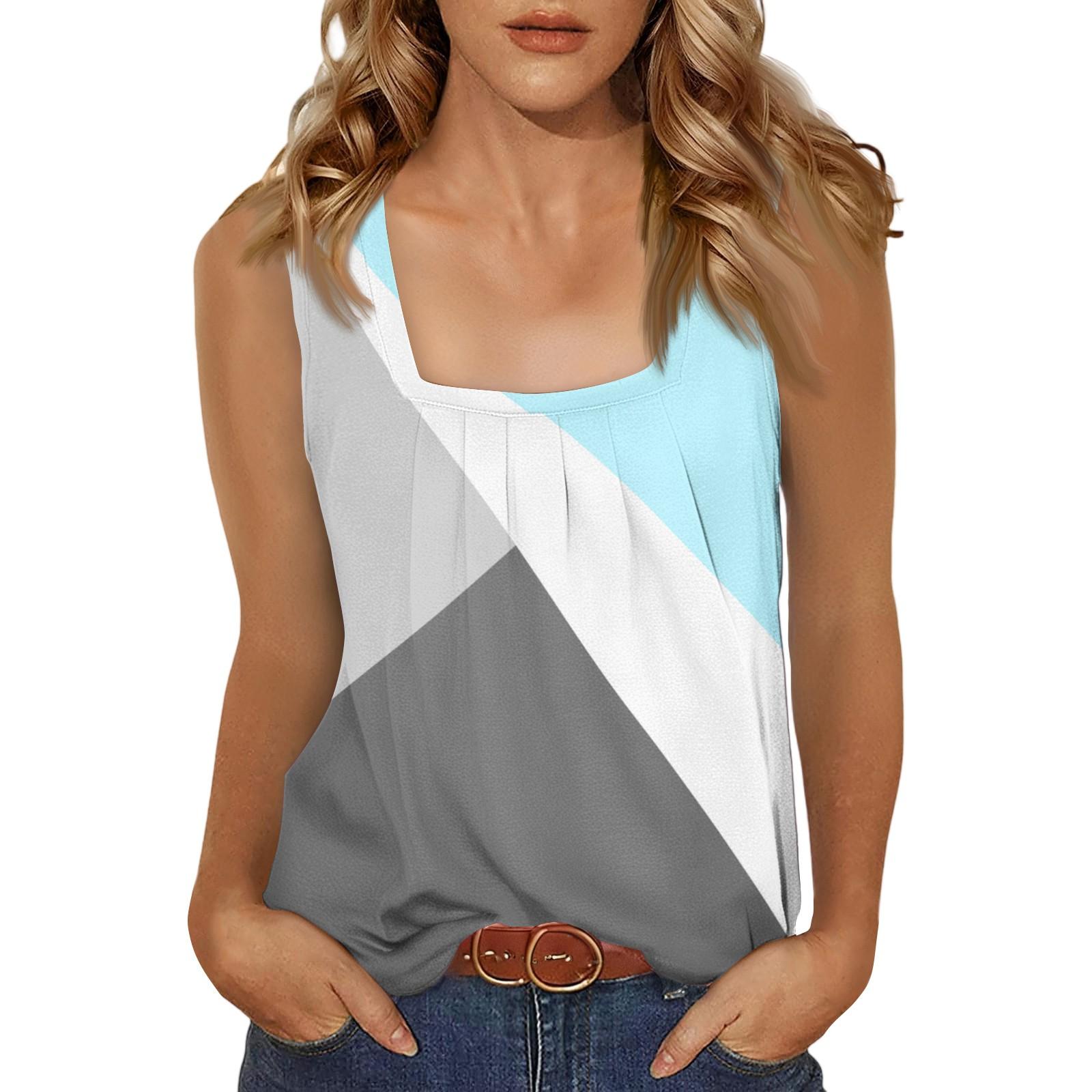 

Женский повседневный модный темпераментный элегантный топ с квадратным вырезом и геометрическим принтом XXL