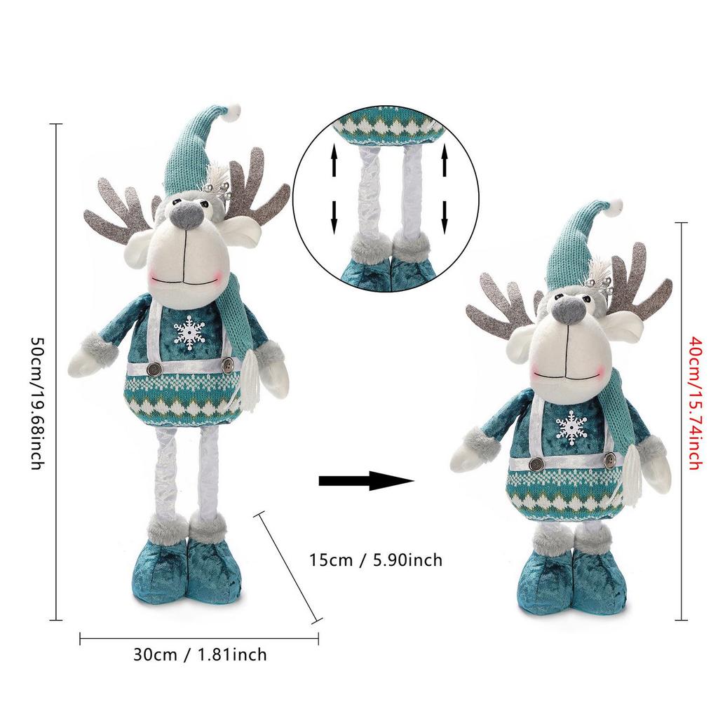 Retractable Blue Santa Claus, Snowman & Elk Christmas Ornaments