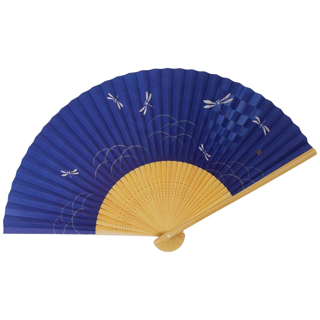 

складной белый темно-синий с веером Джентльмена, бамбуковый, гравировка среднего размера, ароматизированный, стрекоза, 22,5 см