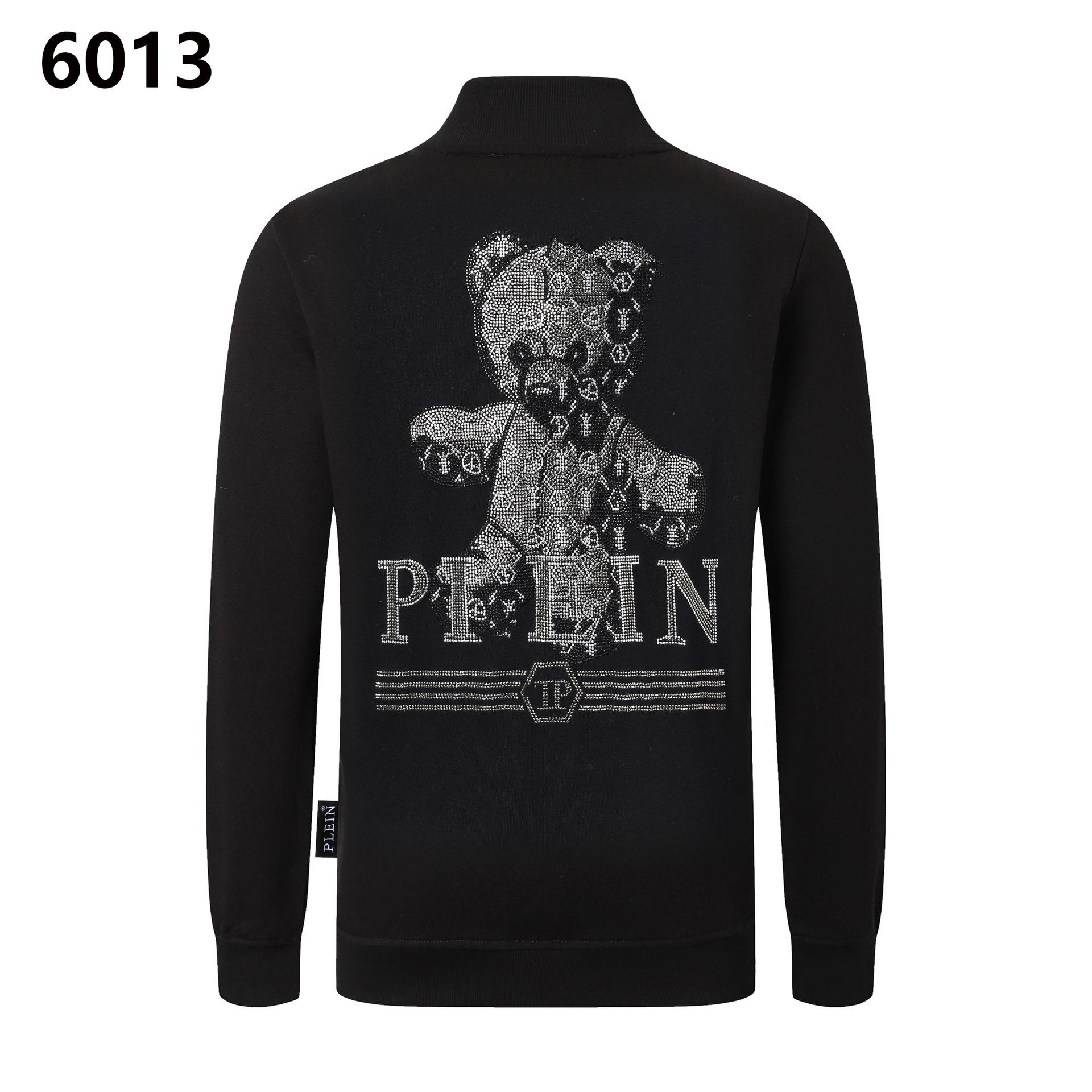 

Мужская повседневная куртка Philipp Plein в уличном стиле с бриллиантовыми буквами и молнией L чёрный
