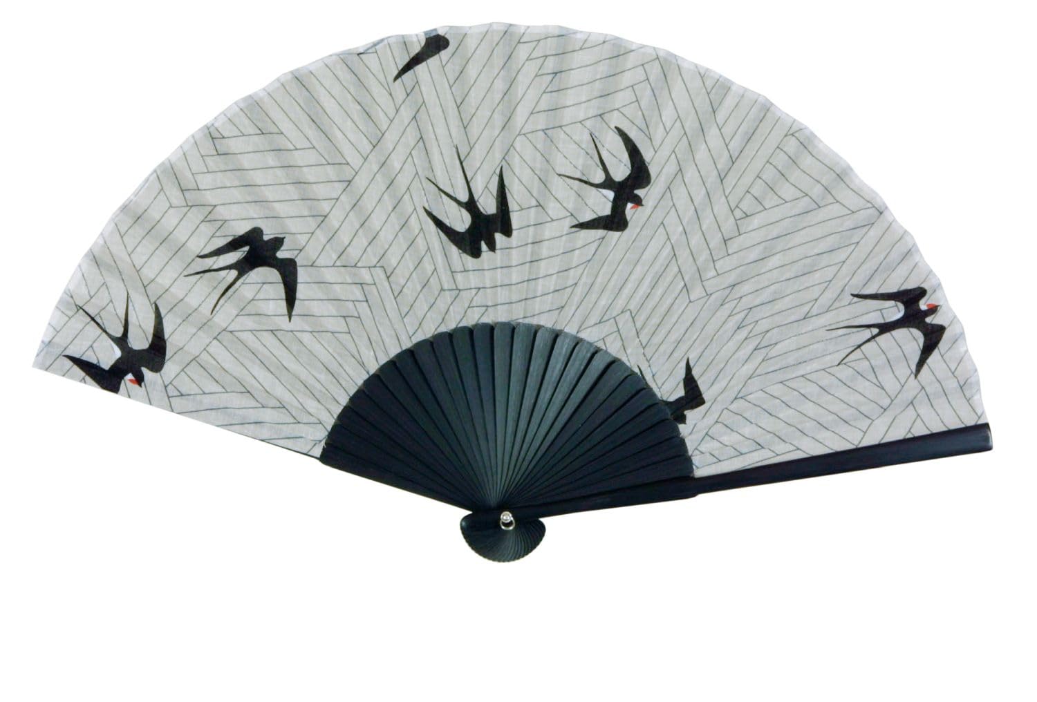 

Складной веер Yamamoto Jin Shoten с ласточкой, бежевый, японский сувенир для въездного туризма, дизайн в стиле банана, [4089-B] узор, бежевый