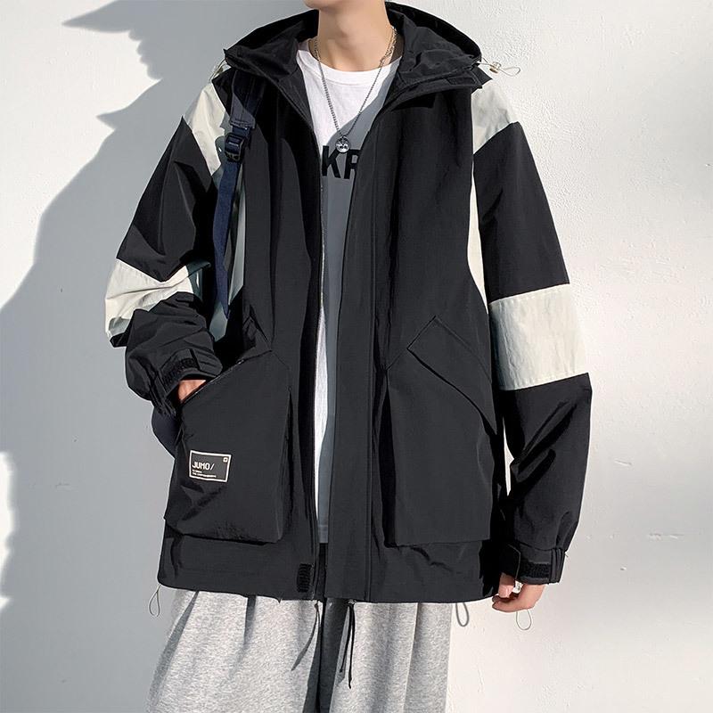Hooded Jacket Men's Spring and Autumn Trendy Loose Handsome Casual Jacket Large Size Loose Youth Jacket Men's Jacket