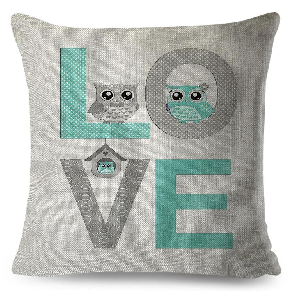Nordic Style Love Heart Letter Pillowcase Decor Flower Printed Pillow Case for Home Car Sofa Polyester Cushion Cover X