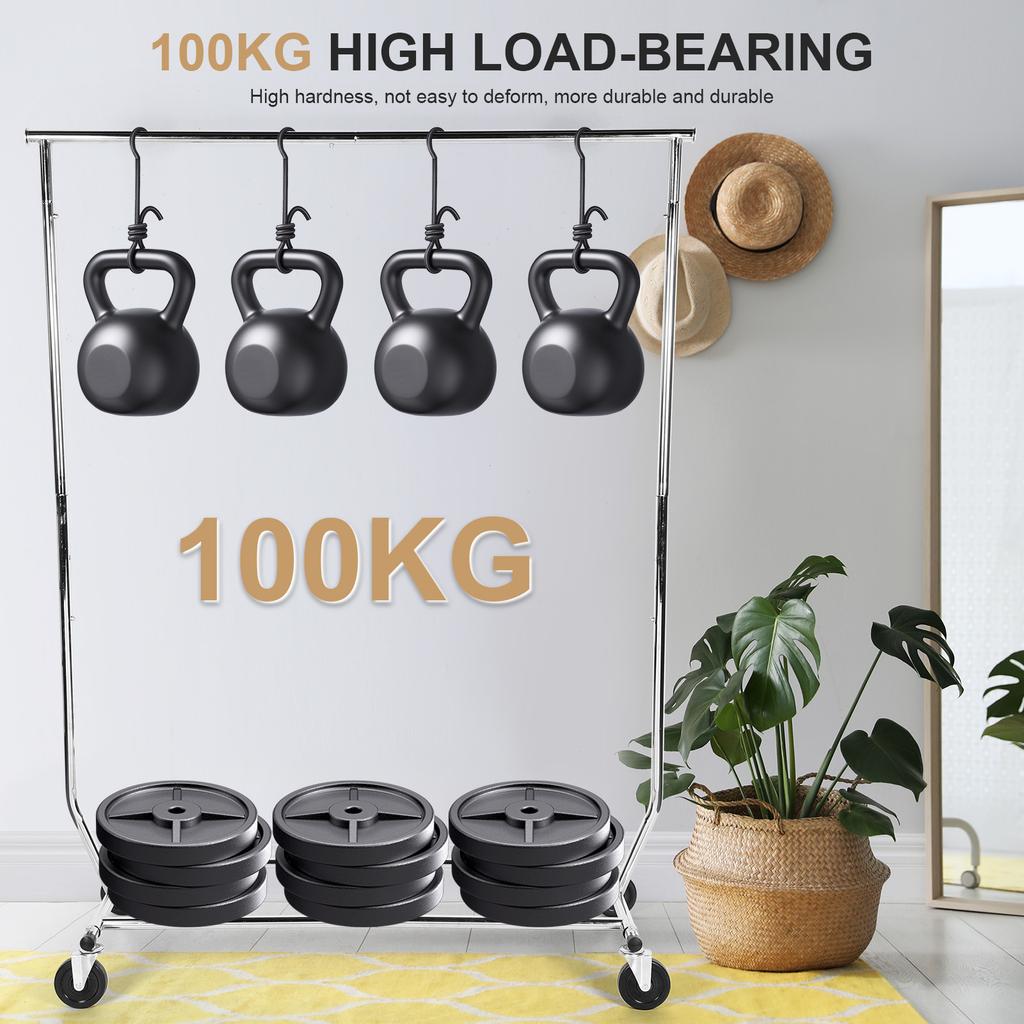 Metal Garment Rack with Lockable Wheels Adjustable Rolling Garment Rack Portable Wardrobe Sturdy Coat Rack for Hanging Clothes