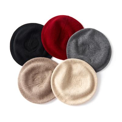 New High End Solid Color Cashmere Women's Knitted Outdoor Warm and Fashionable Casual Beret for Autumn and Winter