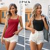 CHARMLEAKS Damen-Unterhemd aus Baumwolle, Damenunterwäsche, Nachtwäsche, Unterwäsche, Hebe-BH, solides Basic-Tanktop, 2er-Pack