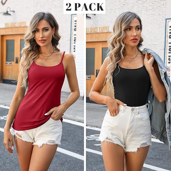 CHARMLEAKS Damen-Unterhemd aus Baumwolle, Damenunterwäsche, Nachtwäsche, Unterwäsche, Hebe-BH, solides Basic-Tanktop, 2er-Pack