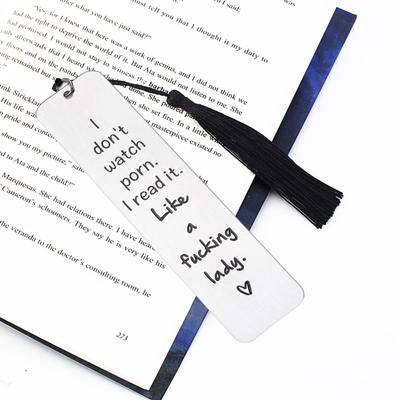 Engraved Metal Bookmark Gift I Don't Watch Porn Stainless Steel Book Mark with Tassel Pendant Bookworms Gifts for Men Women Reading Lovers