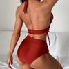 Costum de baie pentru femei de mărime mare Bikini push up cu talie înaltă Costum de baie pentru femei Set de bikini solid Biquini cu Halter Costum de baie Imbracaminte de plajă