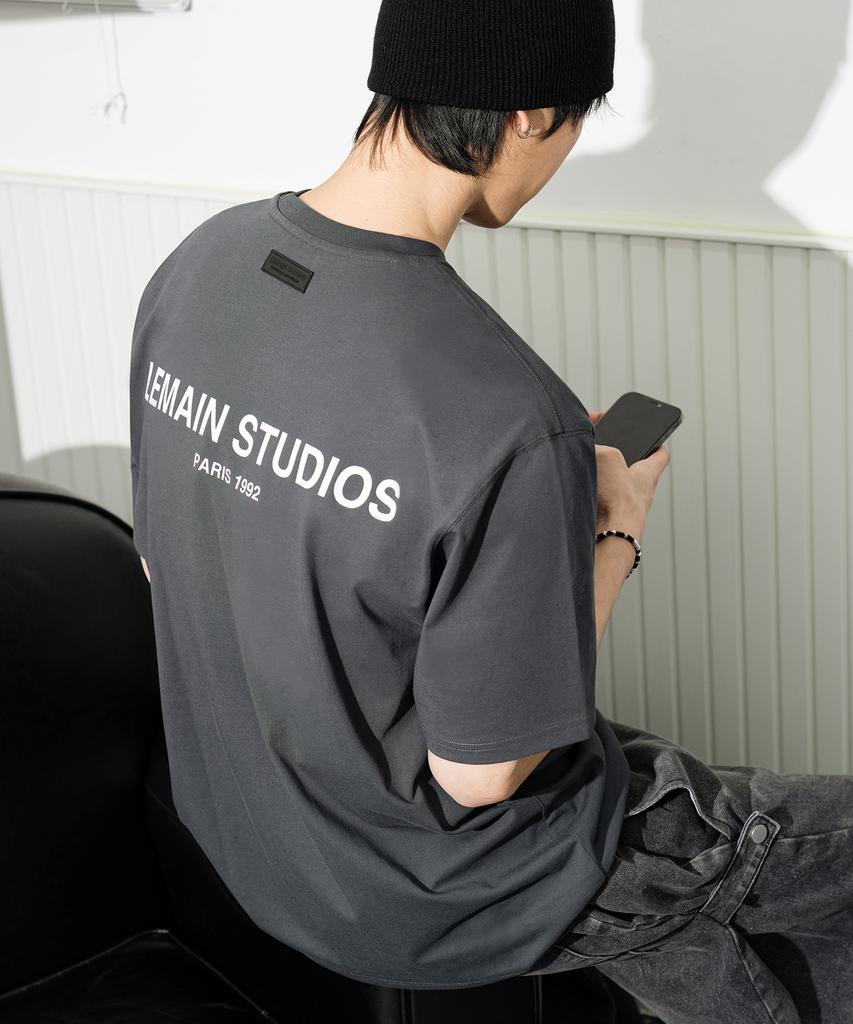 LEMAIN SECOND Back Point Studio Oversized Short Sleeve T-Shirt [Charcoal]