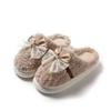 Bow-tie fluffy slippers  new autumn and winter home interior piled thickened warm non-slip cotton drag men