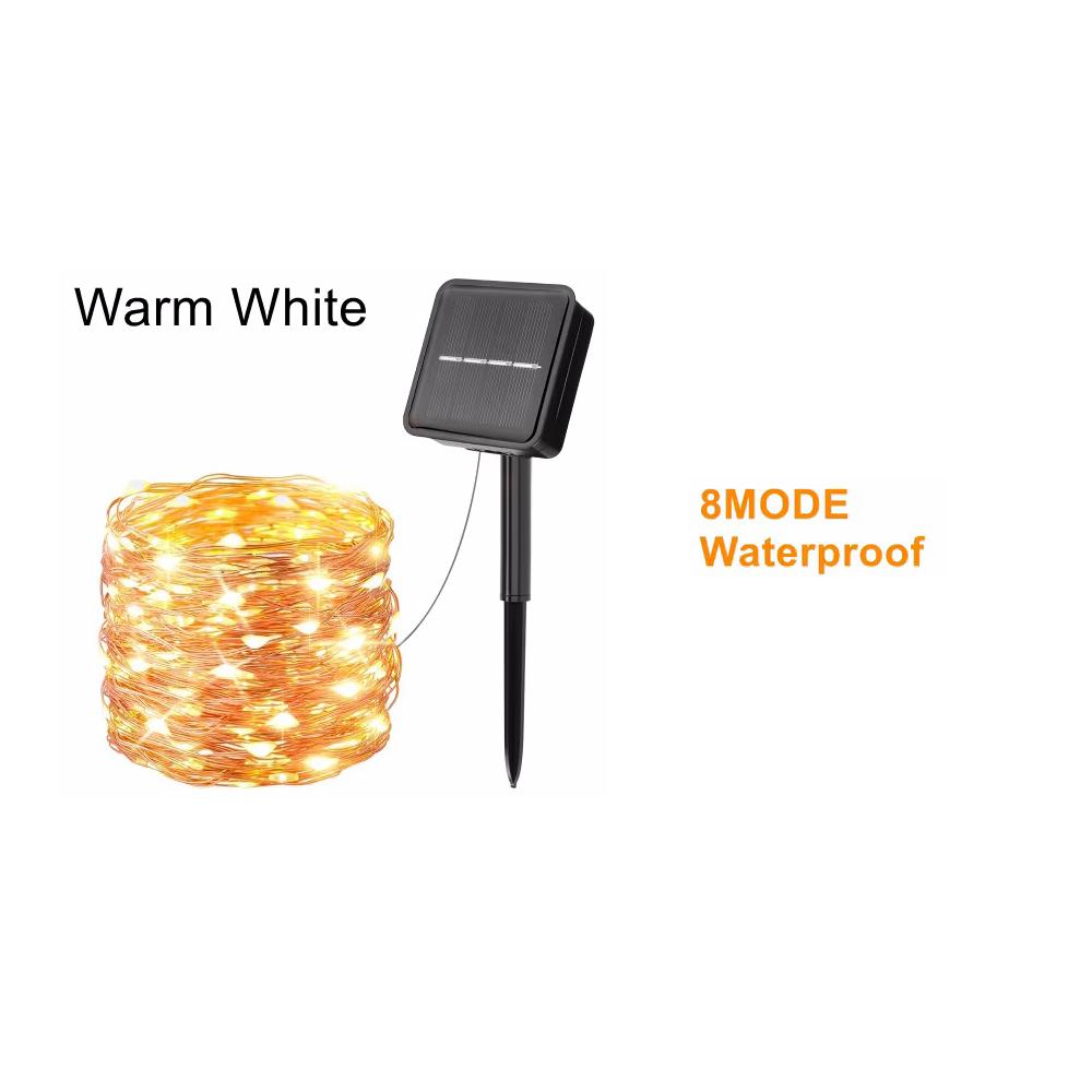 1pc Solar-Powered LED Fairy Lights Waterproof Copper Wire String Lights for Outdoor Garden Christmas Tree, Wedding Camping Decor