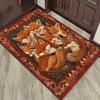 Fox Family Rug - Cozy Living Room Carpets, Nature Themed Area Rugs, Wildlife Animal Print Home Decor Skid resistant carpet