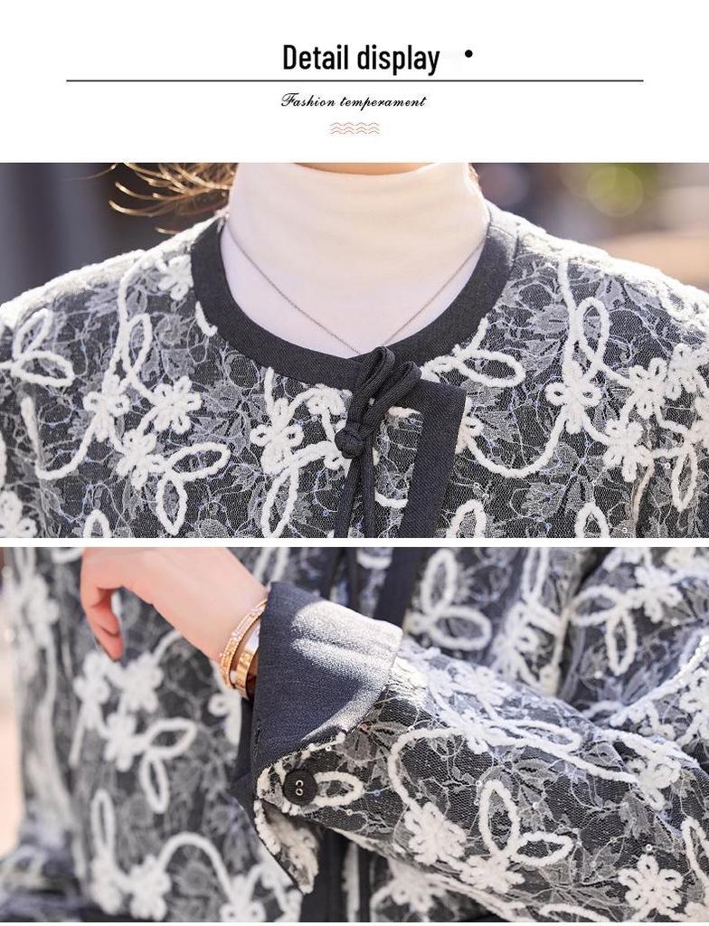 Spring 2025 Women's Embroidered Two-Piece Set: Short Jacket & Half Skirt