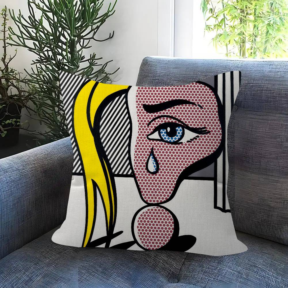 Roy Lichtenstein Pop Art Doublesided Printed pillow cover Short plush Suitable living rooms bedrooms sofas throw cushion cover