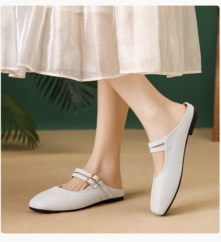 Women's 2024 Summer Flat Mule Slippers - Pointed Toe, Half Coverage, Evening Wear