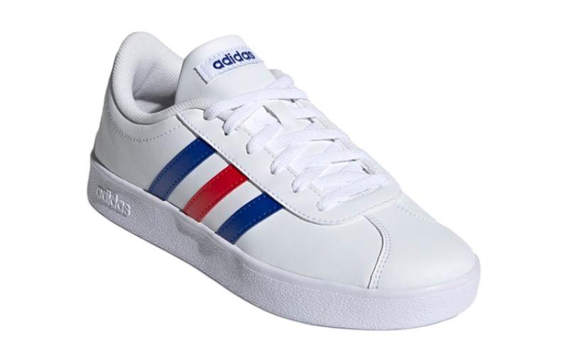 adidas VL COURT 2.0 K Abrasion Resistant Low Top Kids' Skateboarding Shoes White Blue Red Kids' FY7170