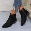 Women's Chelsea Boots 2026 Autumn Belt Buckle Leopard Print Pointed Toe Thick Heel Retro Women Short Boots Large Size 36-43