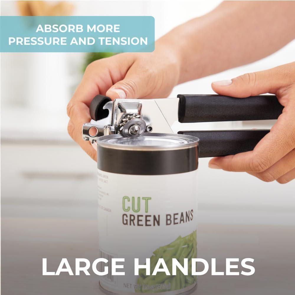 Heavy Duty Stainless Steel Manual Can Opener with Comfort Grip Handle Multifunctional Bottle Opener Easy to Use Durable Design