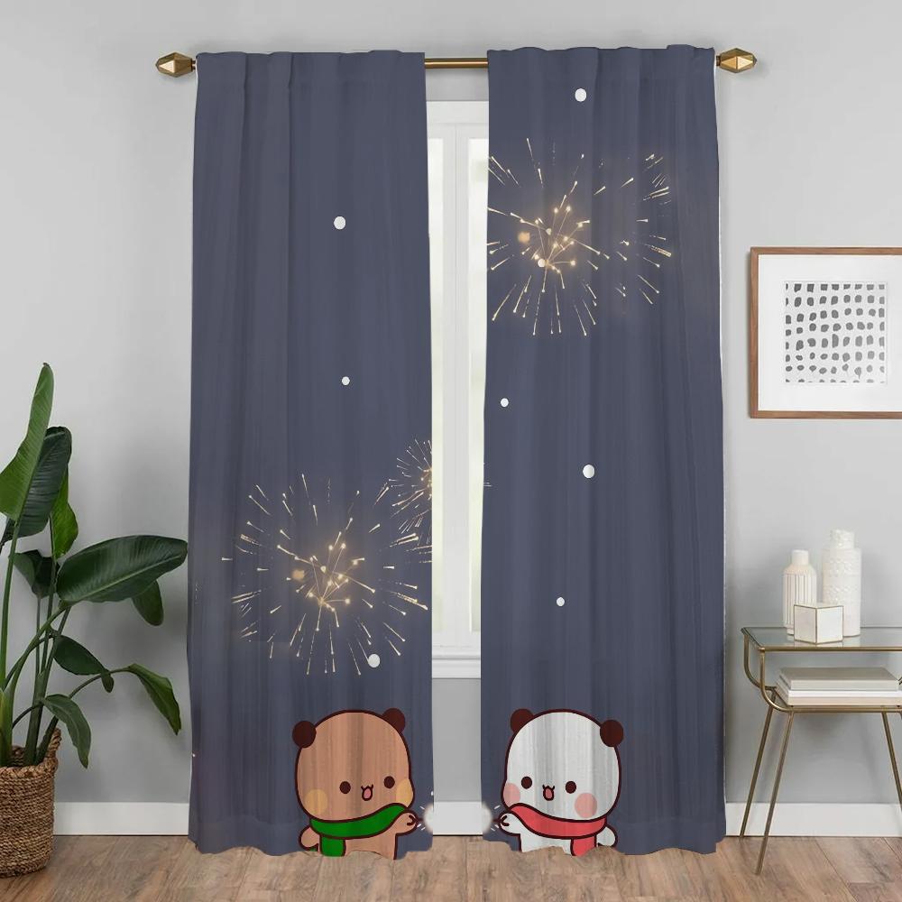 Bubu and Dudu Elegant Room Curtains for Living Room Blackout Curtains 2 Pieces Halloween Decoration Partition Shades Curtain