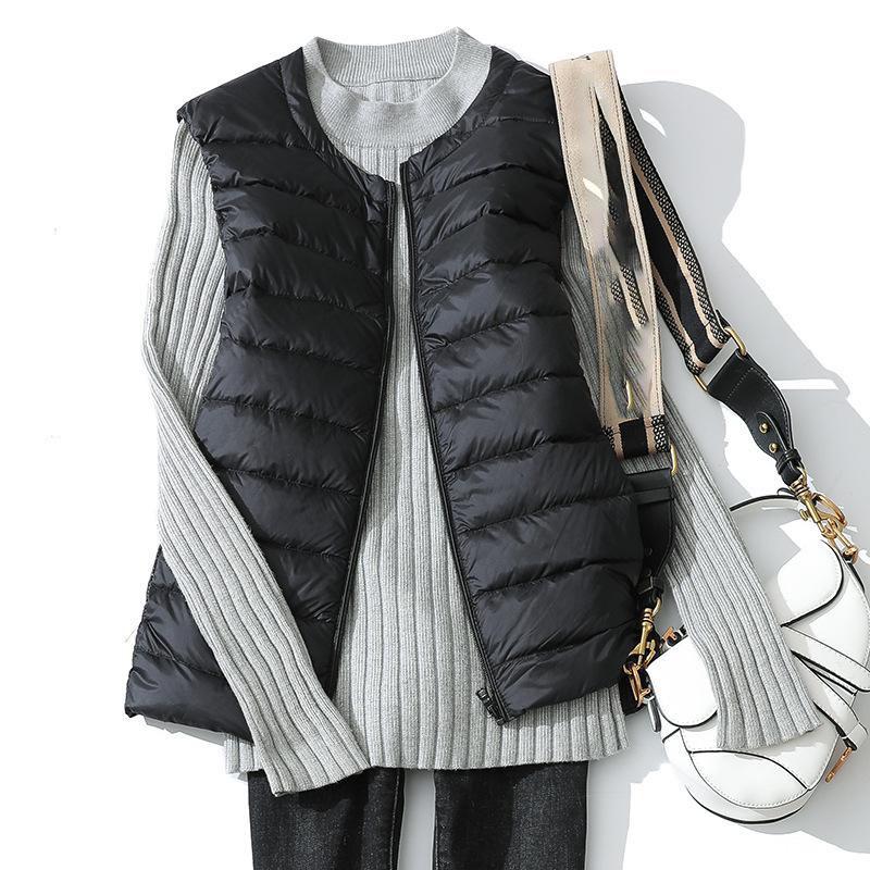 Women Sleeveless Zipper Down Jackets Autumn Winter Liner Keep Warm Ultralight Quilted White Duck Down Female Coat