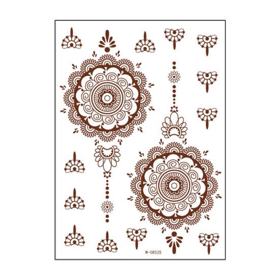 Henna Tattoo Stickers, Red Brown Waterproof Lace Temporary Tattoos, Indian Mehndi Body Art for Women Girls, Festival Makeup