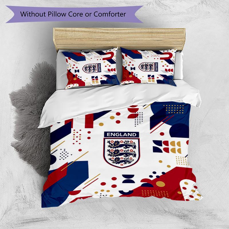 Set Biancheria da Letto Stampata Calcio Inghilterra 3 Pezzi Copriletto Traspirante Accogliente come Regalo per la Casa Nuova o per le Feste