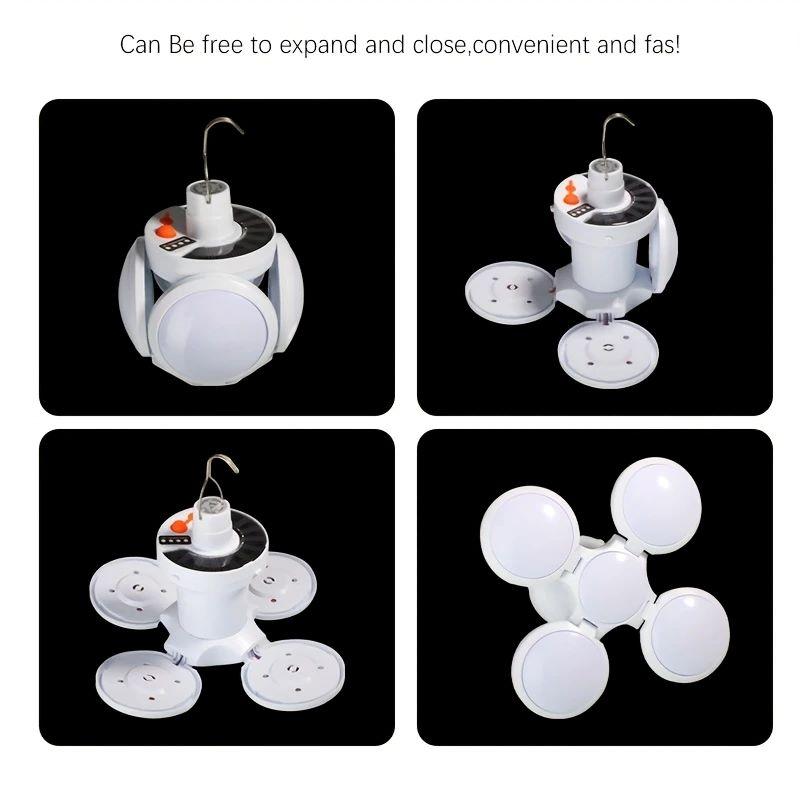 Outdoor LED Retractable Solar Soccer Light USB Charging 5 Modes Four Column Battery Display Camping Light Street Light