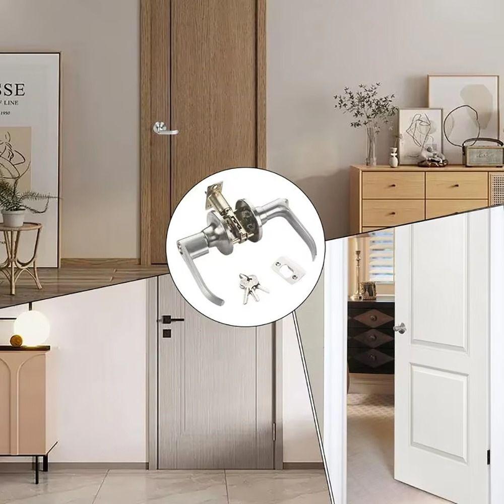 1Set Entry Sliding Door Handle Lock Aluminum Alloy Keyed Locks New Knob Lock