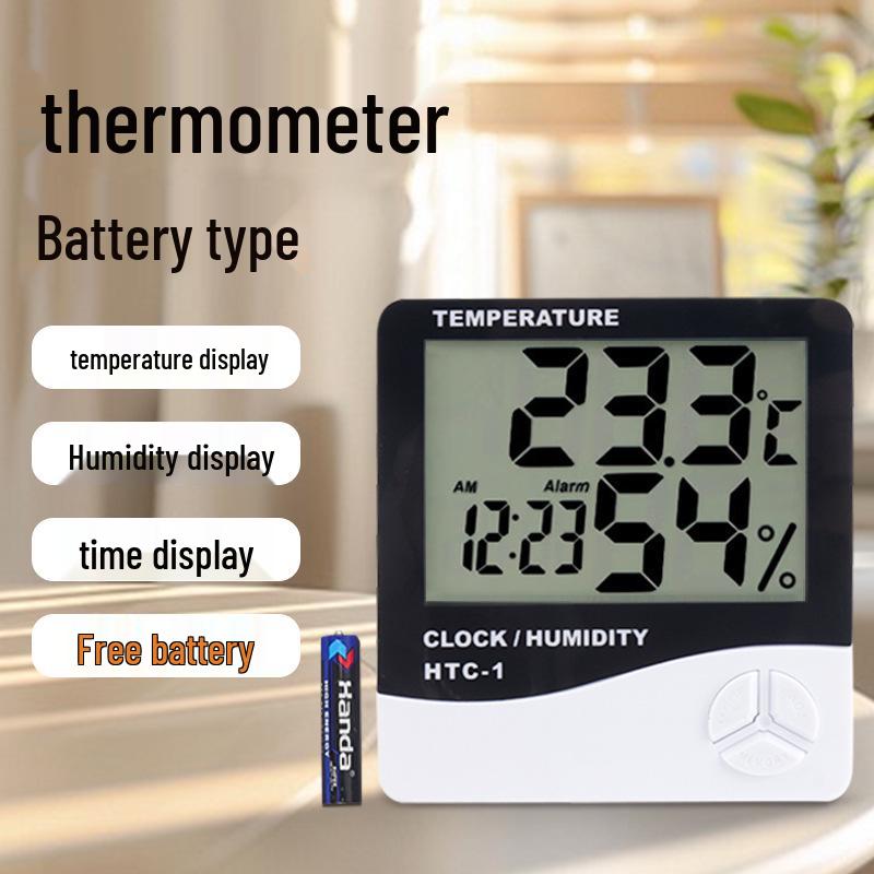 High-Precision Digital Thermometer Hygrometer with Alarm Clock, Indoor Dual-Use Vertical/Hanging Temperature Meter