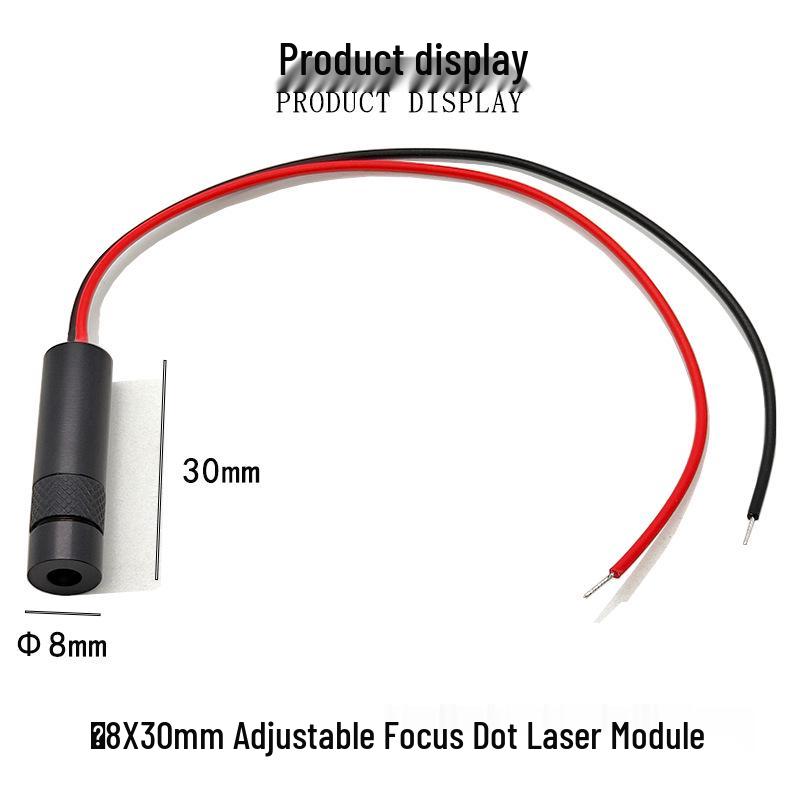 8x30mm 650nm 1mW Red Laser Module with Locking Ring and External Focusing Dot Pattern