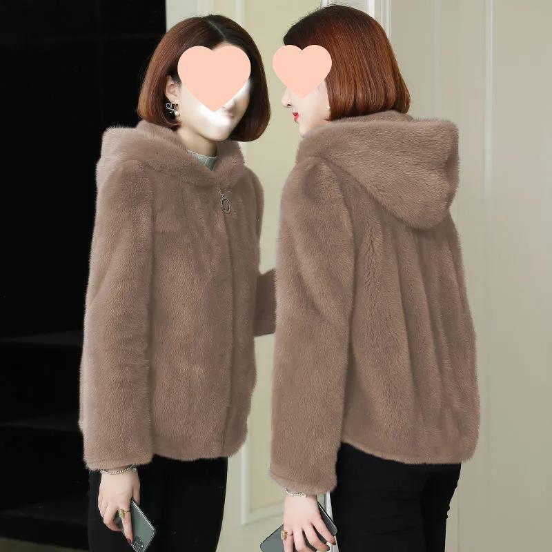 

Women s Green Hooded Faux Lambswool Cardigan: Trendy, Warm, Versatile, Plus Velvet, 2025 Autumn/Winter Collection. 3XL светло-коричневого