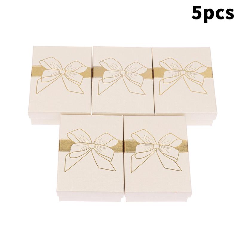 5Pcs Bow Jewelry Box Ring Earrings Bracelets Necklace Organizer Paper Jewelry Gift Packaging Box Wedding Proposal Supplies