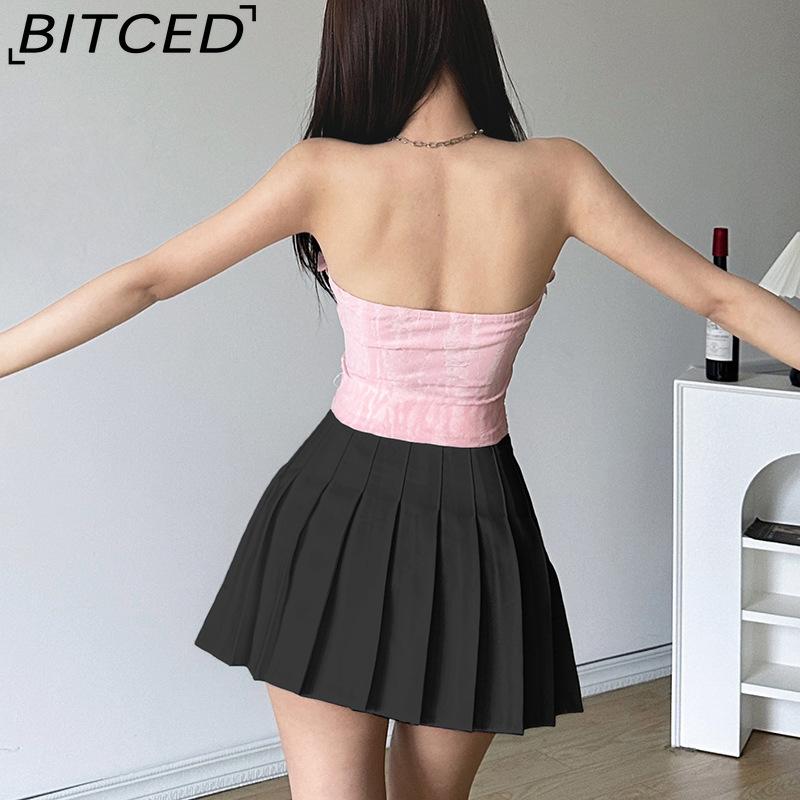 BITCED Summer Women's Solid-Color Slim-Fit Streetwear Off-the-Shoulder Wrap-Top with Backless Design